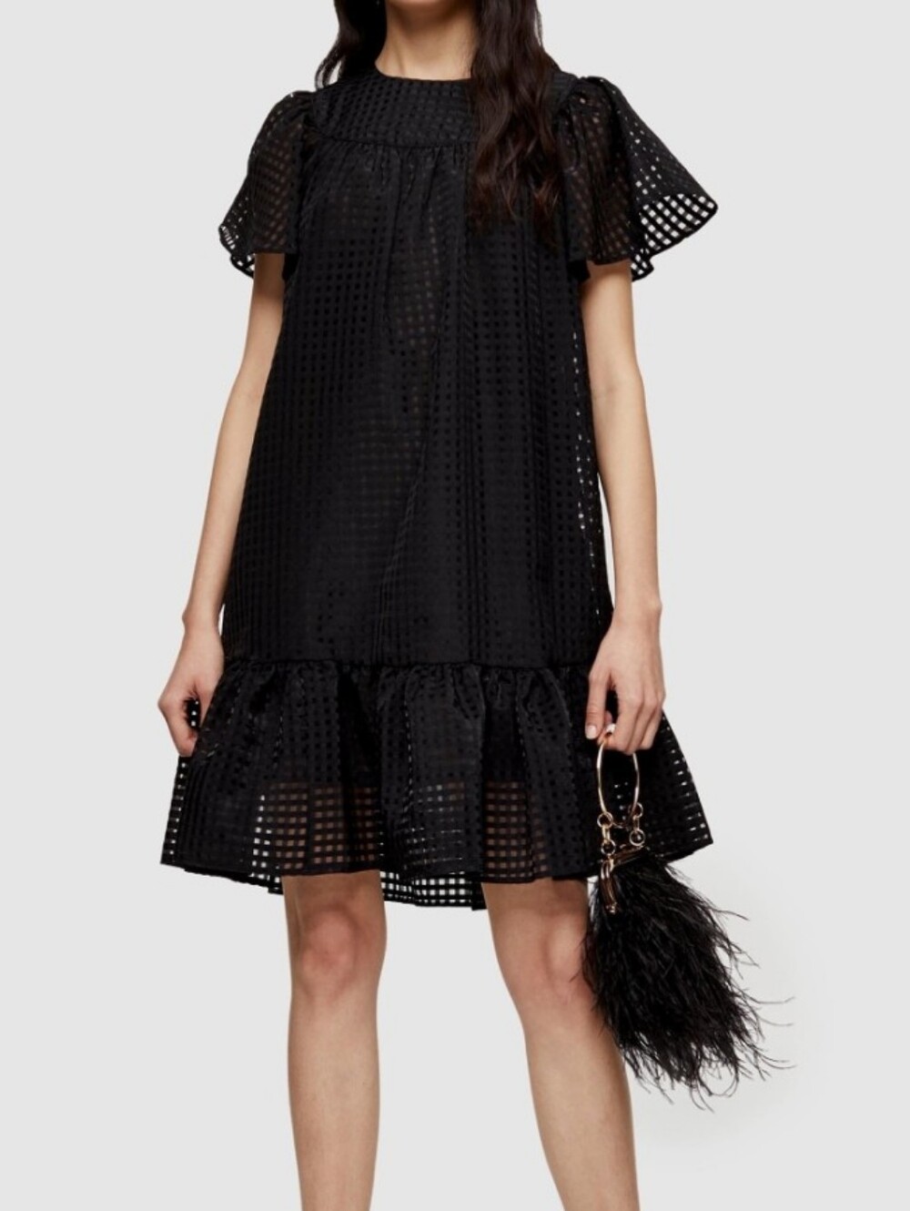 Topshop Puff Sleeve Black Dress 10 LBD
